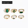 Retro French ring women's simple design sense green diamond ring casual versatile ring jewelry