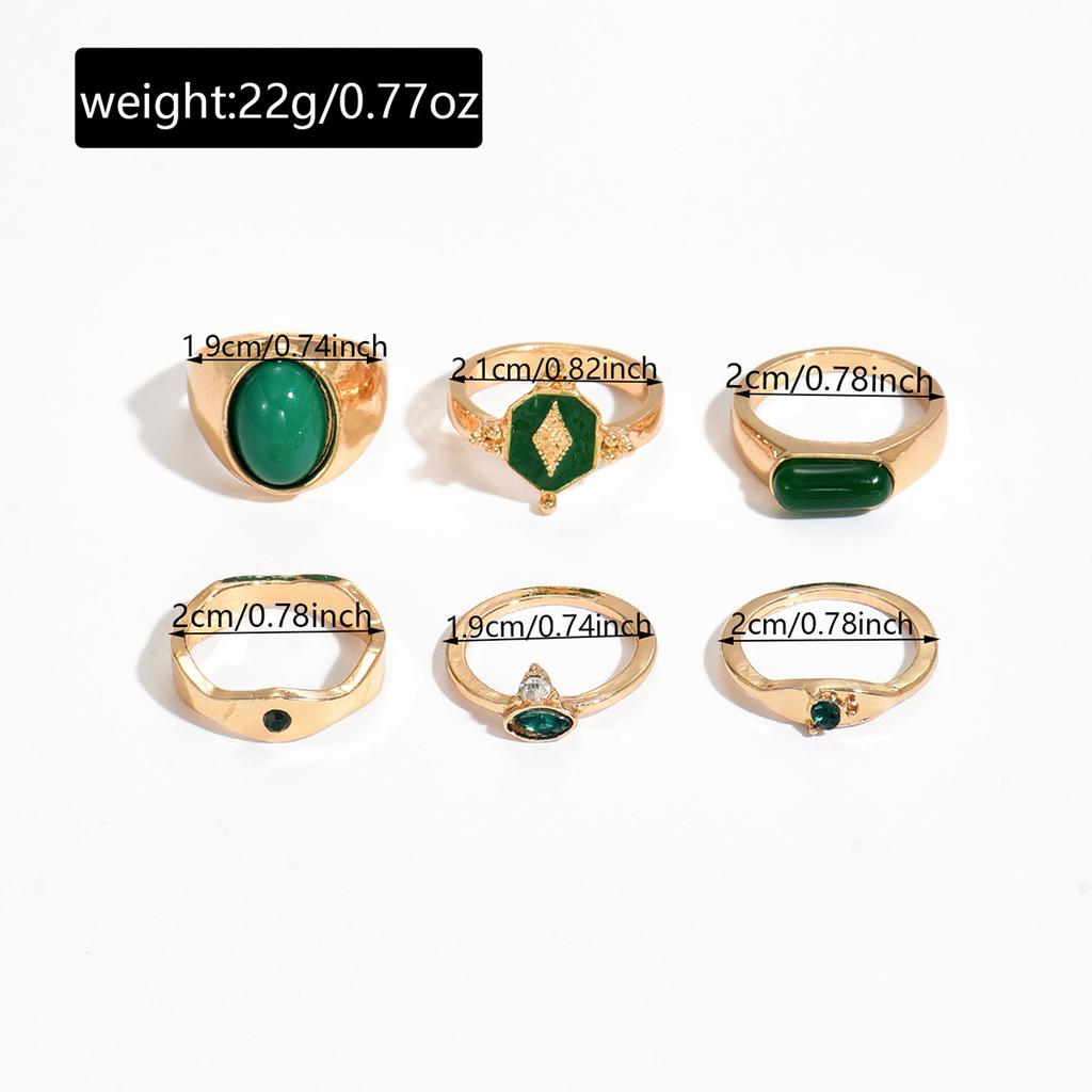 Retro French ring women's simple design sense green diamond ring casual versatile ring jewelry