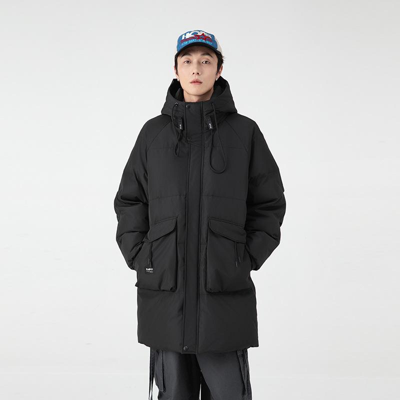 

Пуховик мужской новый белый утиный пух средней длины зимняя теплая куртка для пары модный бренд повседневный с капюшоном модная мужская одежда M