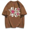 100% Cotton Star Print T Shirt Short Sleeve Tee Korea Style Hip Hop Streetwear Y2k Summer Women's T-Shirt Oversized Loose Tops