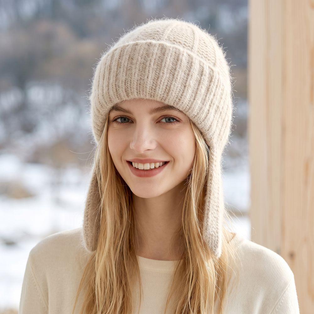 Korean Style Knitted Hat Solid Color Ear Cap Cute Lei Feng Cap Girls
