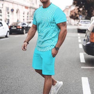 Plážový styl letní pánský oblek Tričko s výstřihem + šortky Sportovní oblečení 2dílná sada Běžecké oblečení Fitness Streetwear Teplákové soupravy Muži