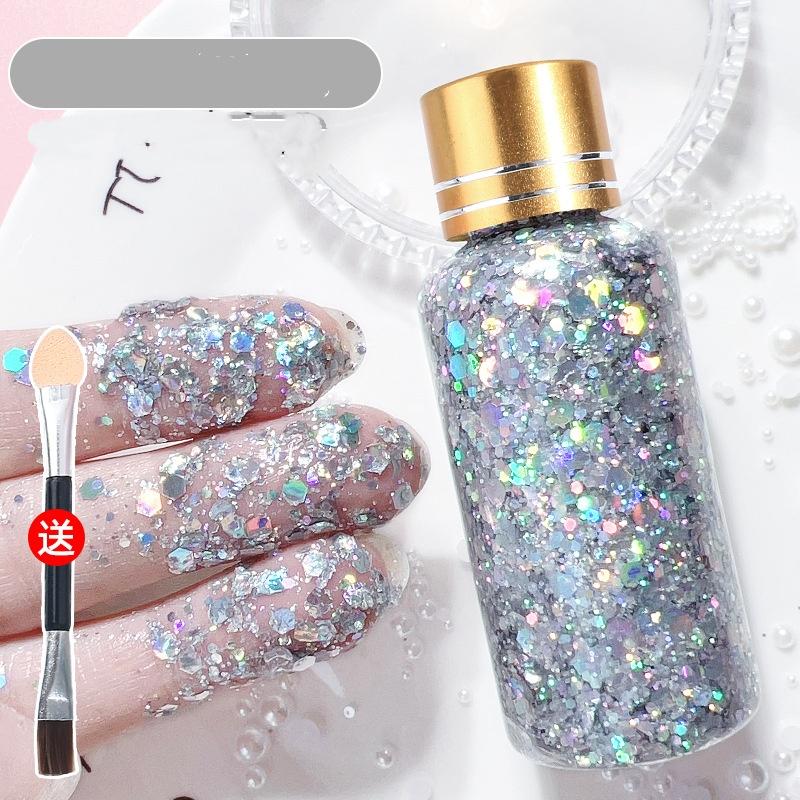 Super glänzendes Glitzer-Lidschatten-Gel - Kein Kleber erforderlich Glitzerpigment für Bühnen-Make-up, Schüleraufführungen, Heller Kristallperlen-Schimmer-Augen-Make-up