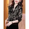 Women's Golden Velvet Autumn Jacket: Chic Hong Kong Style with Print, Loose Fit Baseball Design