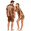 Couple Matching Pajama Set Short Sleeve Button Down Shirt and Shorts Soft Lightweight Lounge Sleepwear Set S-XXXXL for Men and Women