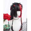 Harajuku-style GAL-kei women's full wig, long, straight, black, red, and double-colored, Lolita style.