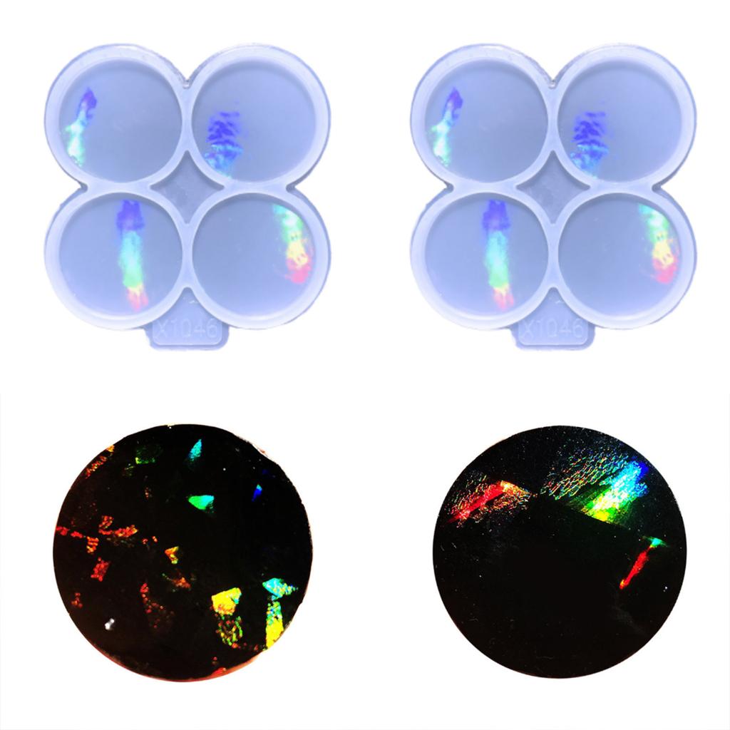 Holographic Phone Grip Resin Mold 4 Cavity Silicone On Top Phone Socket Mold Circle Epoxy Casting Mold DIY Phone Craft