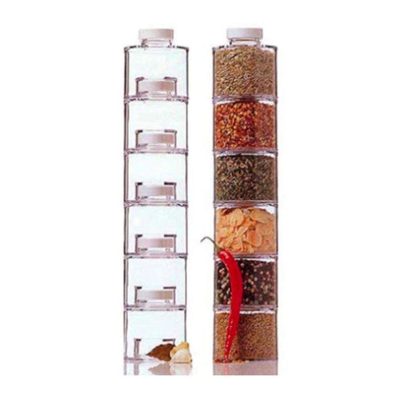 6 stuks/set Kruidenpot Peperstrooier Doos Kruidentoren Kruiden- & Specerijengereedschap Transparante Kruidenblikken Keukenrek Condimentflessen
