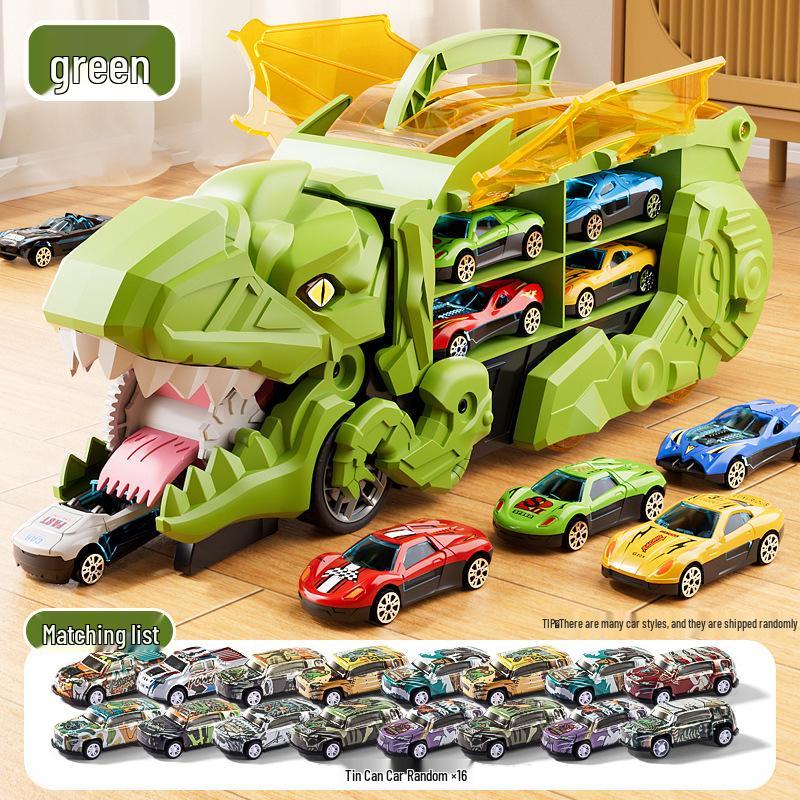 3-in-1 Transforming Dinosaur Toy Car Set for Kids Aged 3-5 with Mini Car Storage