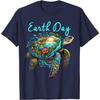 Earth Day Sea Turtle Graphic Tee Breathable Casual Cotton T-Shirt for Unisex