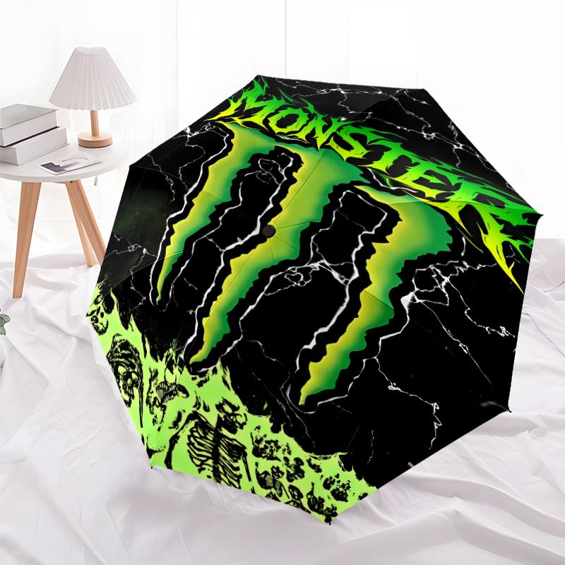 Printed Monster Energy LOGO Printed Folding Umbrella,Outdoor,Leisure,And Travel Umbrella,Durable Umbrella Fabric,Birthday And Holiday Gift