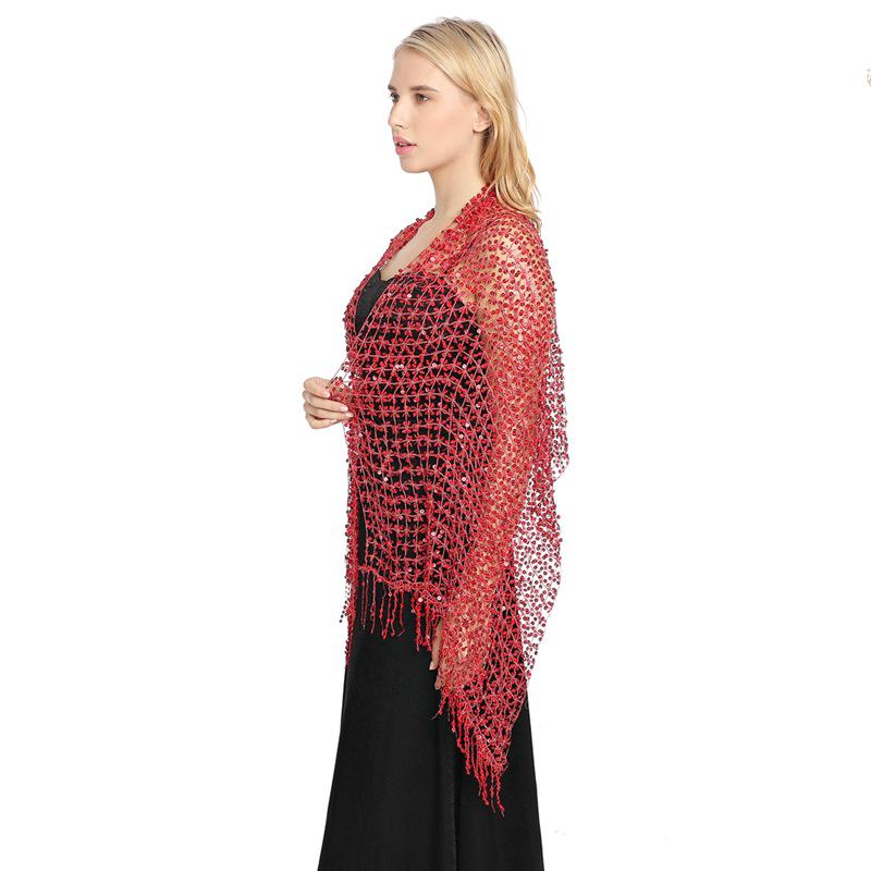 Sequin Tassel Shawl Dress: European & American Style Evening Party Cheongsam with Embroidered Shawl Scarf for Women