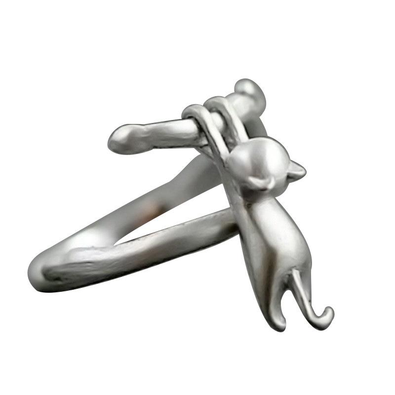 Pop Animal Ring, Cute Kitten Climbing High Ring, Style Ring