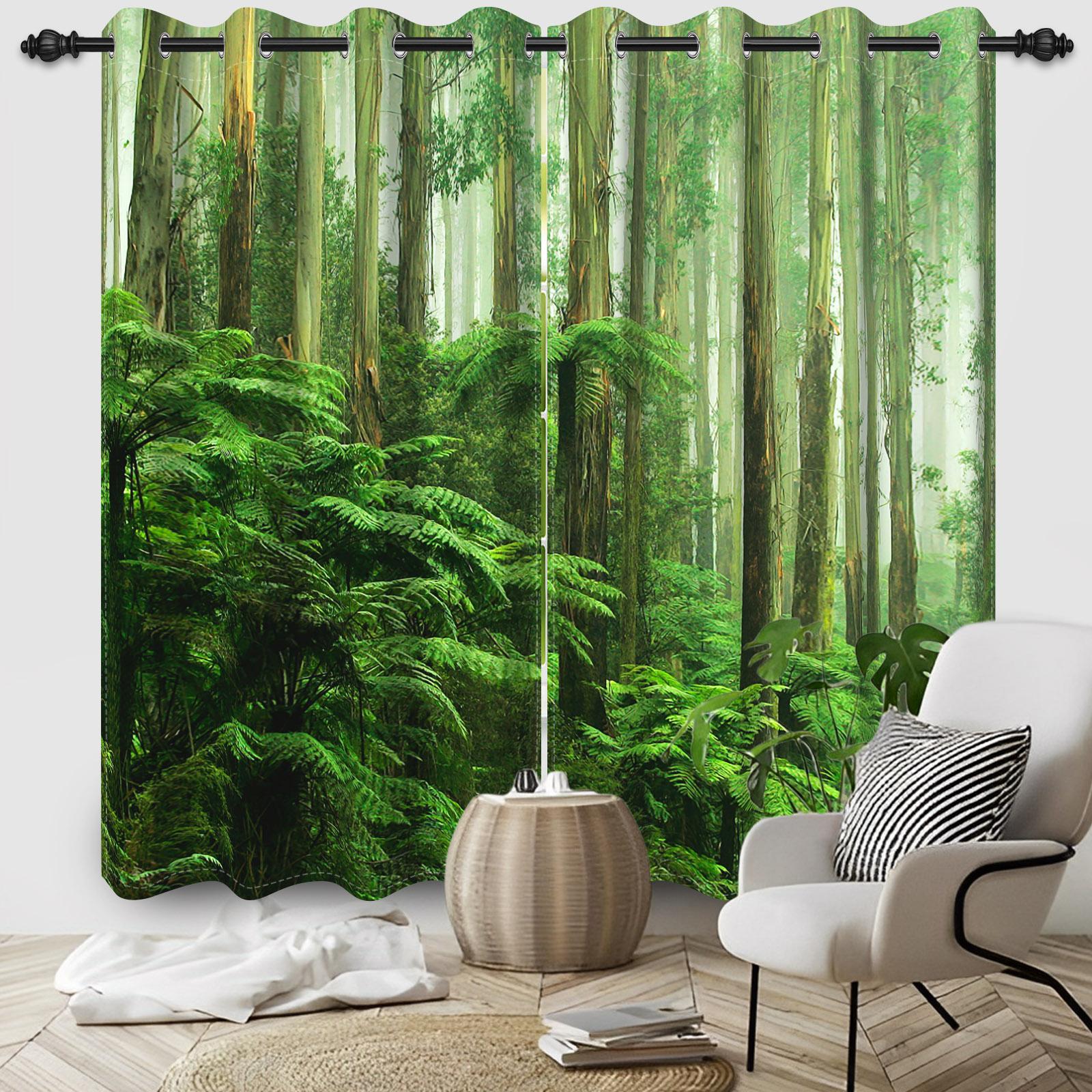 

2 шт./компл. Шторы блэкаут Солнечный лес Натуральное зеленое пространство Пейзаж Полиэстер Окно Спальня Кухня Дом Внутренние шторы 53x137cm 2pcs