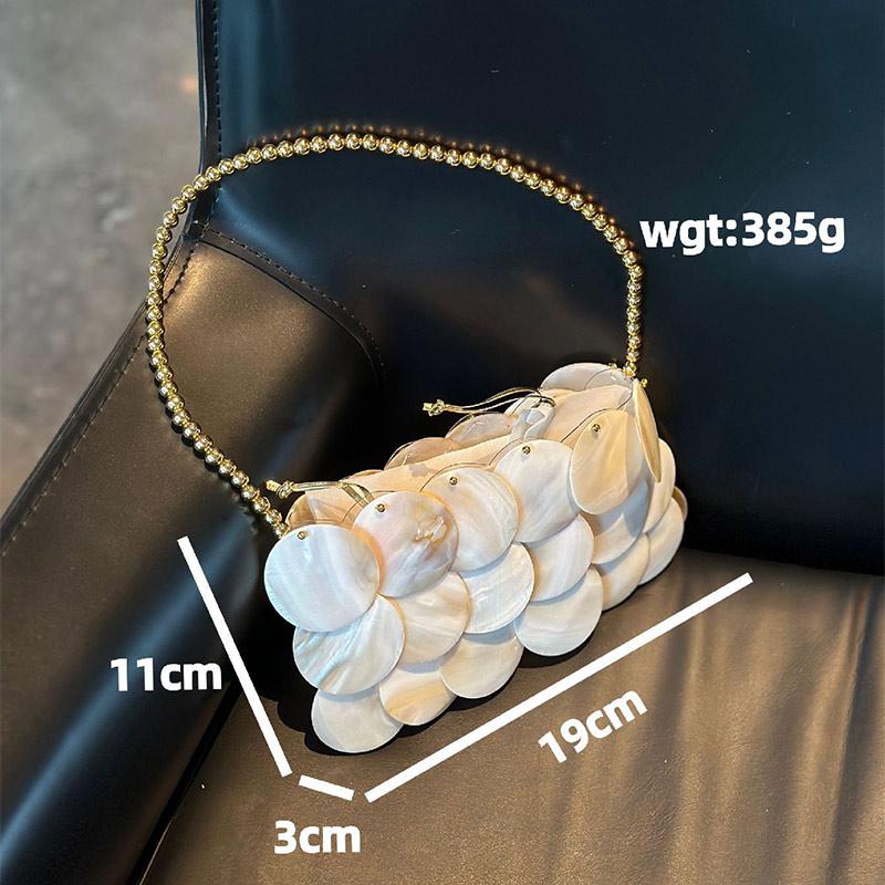 Luxury Banquet Bag Elegant Women's Hand-woven Beaded Natural Shell Bag Fashiable High-end Travel Shoulder Bag Creative Handbag
