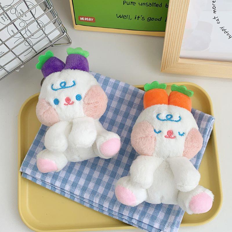 Ins Style Cartoon Plush Radish Rabbit Doll Mini Machine Doll School Bag Pendant Keychain Girl Heart Doll