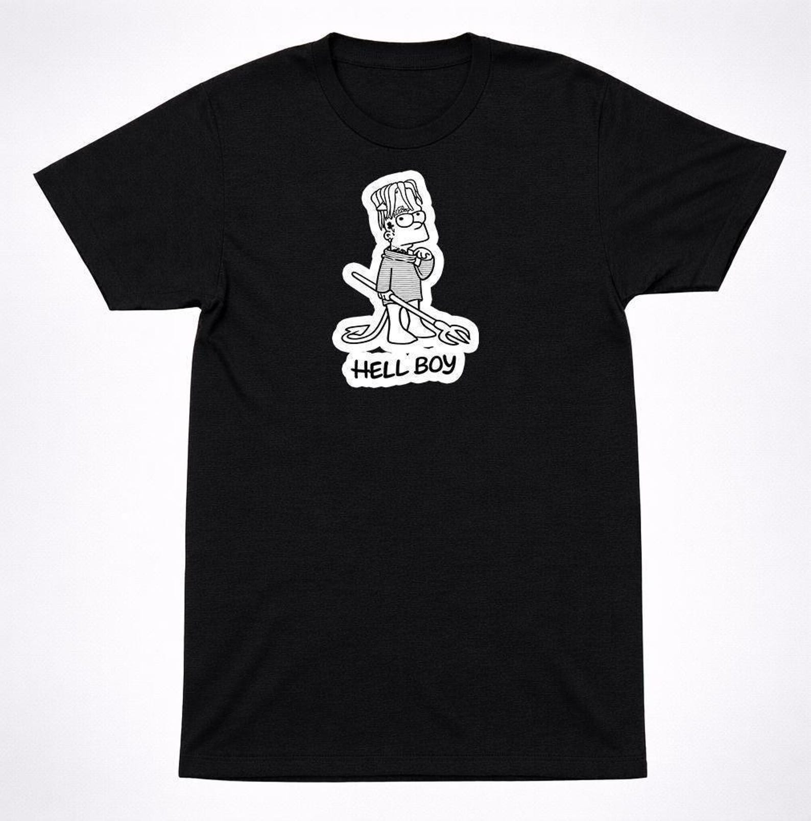Lil Peep Hellboy Bart Black T-Shirt Emo Rap Goth Fan Tee, Black Graphic Design (Unisex S-XXL, 100% Cotton) 2XL
