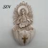 Religious Theme Decorations Sacred Heart of Mary Holy Water Font, Vintage Resin Church Soft Furnishings Basin Wall Hanging, Catholic Decor Ornament
