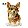 Acrylic Animal Ornaments Geometric Faux Crystal Sculpture, Sparkling Cat/Owl/Eagle/Dog Statue, Light Luxury Room Decoration Desktop Figurine Ornament