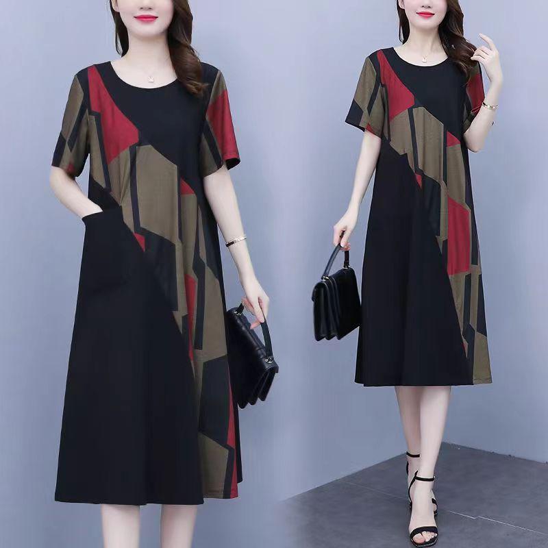 Retro Summer Plus Size Short Sleeve Midi Dress for Women