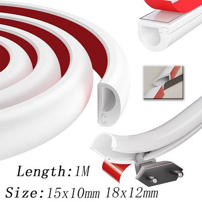 1M Self-Adhesive PVC Cable Cover,Flexible Floor Cord Protector Conduit for Wires,Home Office Wall Floor Corner Cable Management