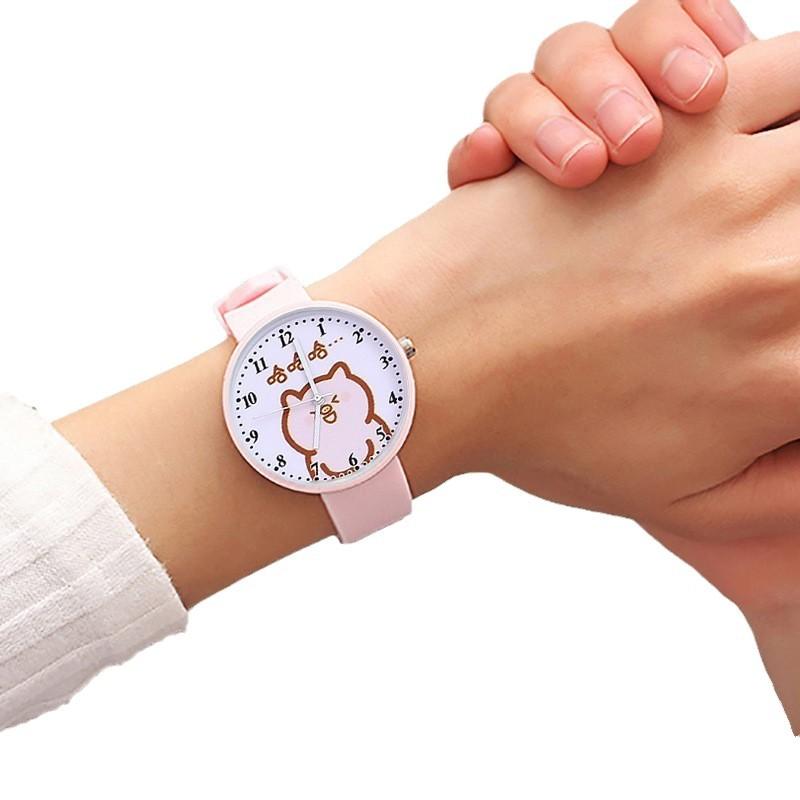 Watch Boys And Girls Simple Junior High School Elementary School Students Cute Soft Girl Jelly Pink Quartz Watch