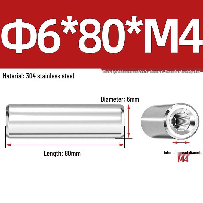 Pin Cilindric din Oțel Inoxidabil 304 cu Filet Interior M4/M6/M8 și Orificiu - Coloană de Suport și Ghidare
