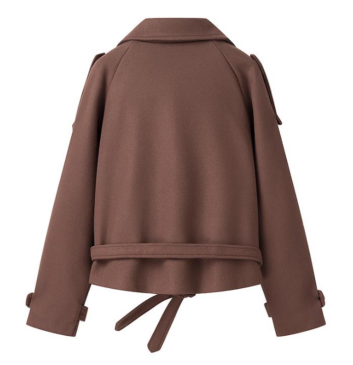 European & American Women's Double-Breasted Lapel Wool Coat - Casual, Loose, Fashionable.