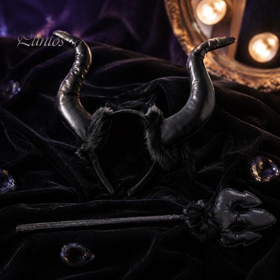 Lightweight Halloween Costume Headband Devil Horn Headband, Black Demon Hand Gothic Hair Accessories for Parties Stick Photo Shoot, Cosplay,