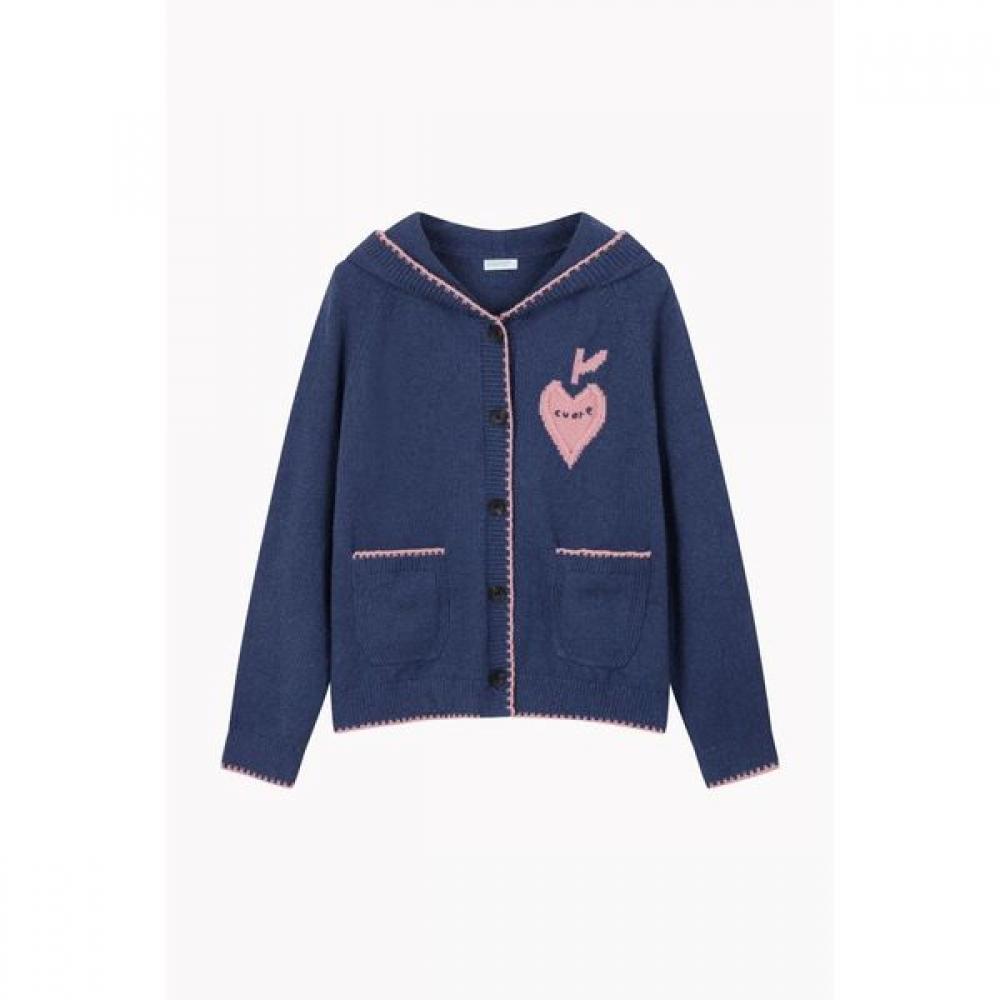 Benetton Heart Apple Point Hooded Cardigan Bakcf1611