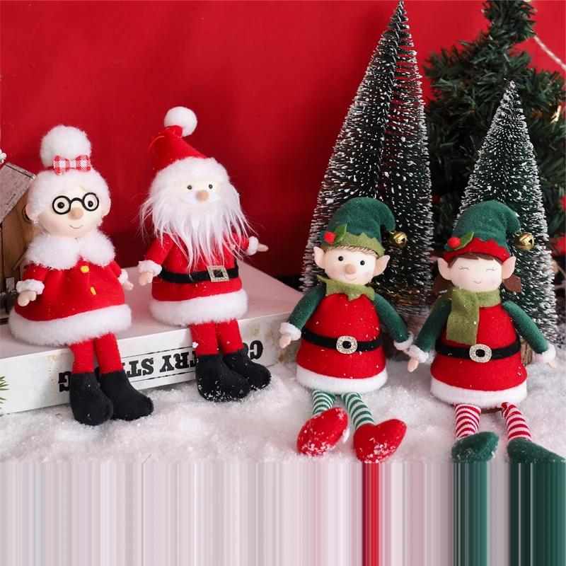 Boże Narodzenie Dekoracje Materiały Tkanina Pluszowa Lalka Mała Figurka Wisiorek Święty Mikołaj Elfy Choinka Prezent Noworoczny Wisząca Ozdoba