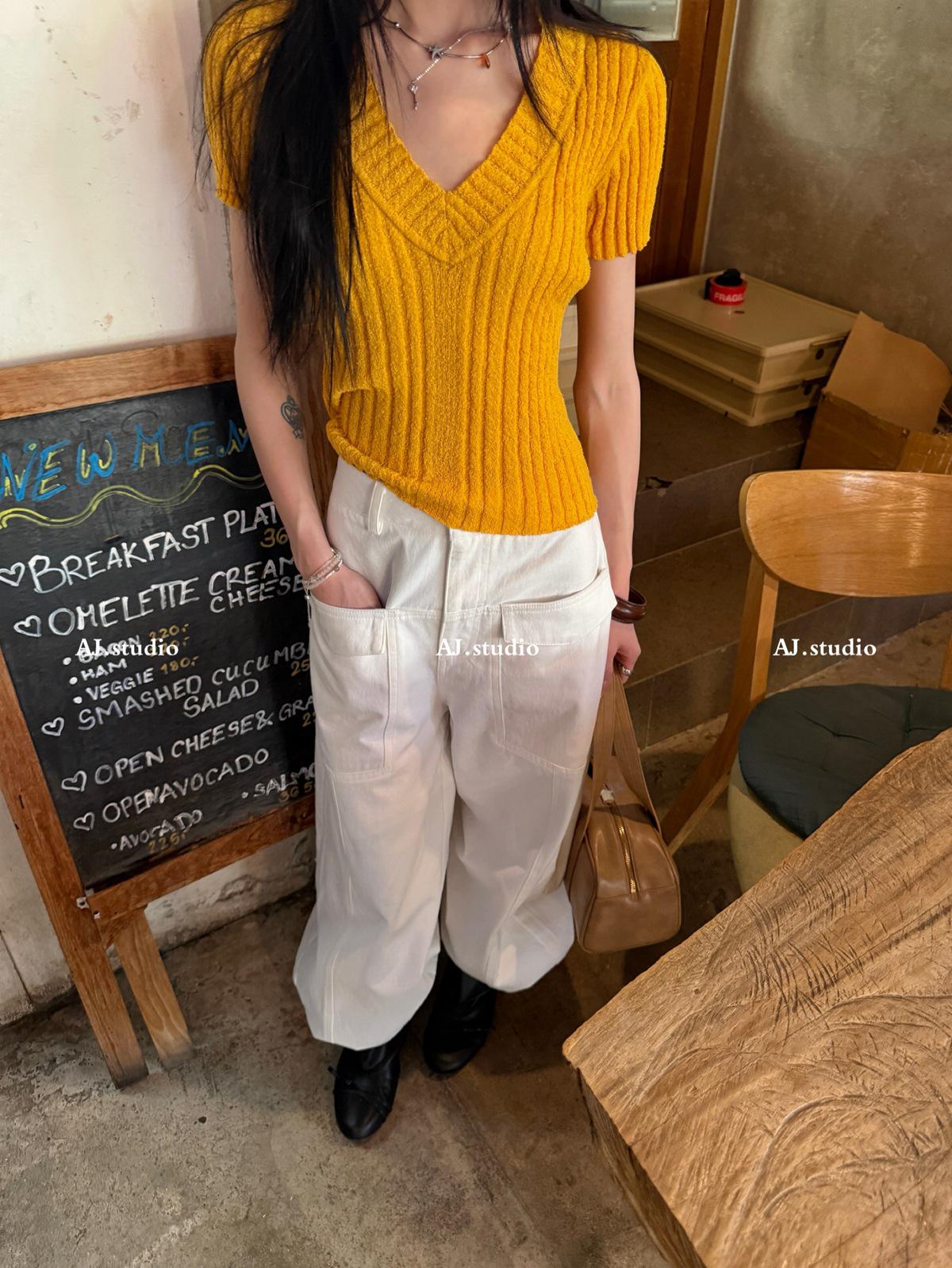 

Loose Straight-Leg Cargo Pants with Flap Pockets DX010 M белый