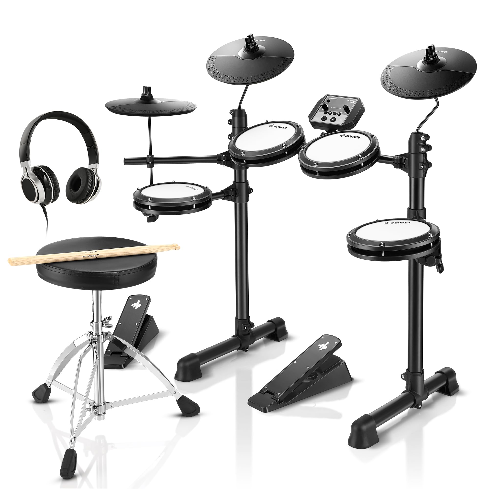 

Donner Electronic Drum Home Small Drum Throne Audio Deluxe Mesh Kit New Japanese Manual 3 Set, Mesh, Practice, Foldable, Sticks, чёрный