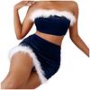 Women's Sexy Lingerie Christmas Dress Flannel Plush Sling Split  Suit