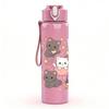 1PC Multi Cat Cute Repeat Pattern 750ml Color Plastic Sports Water Bottle Leakproof Flip Straw Lid Suitable for Sports Office Home Use