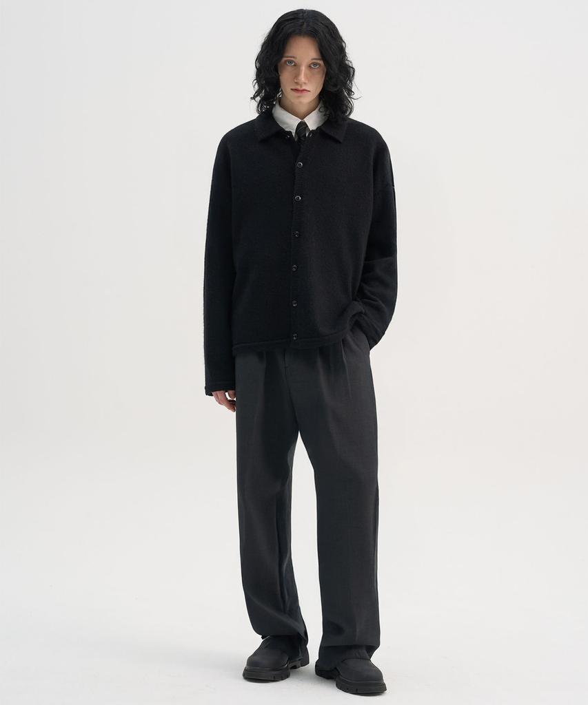 Trip Le Sens [100% Wool] Pure Light Collar Cardigan_Black