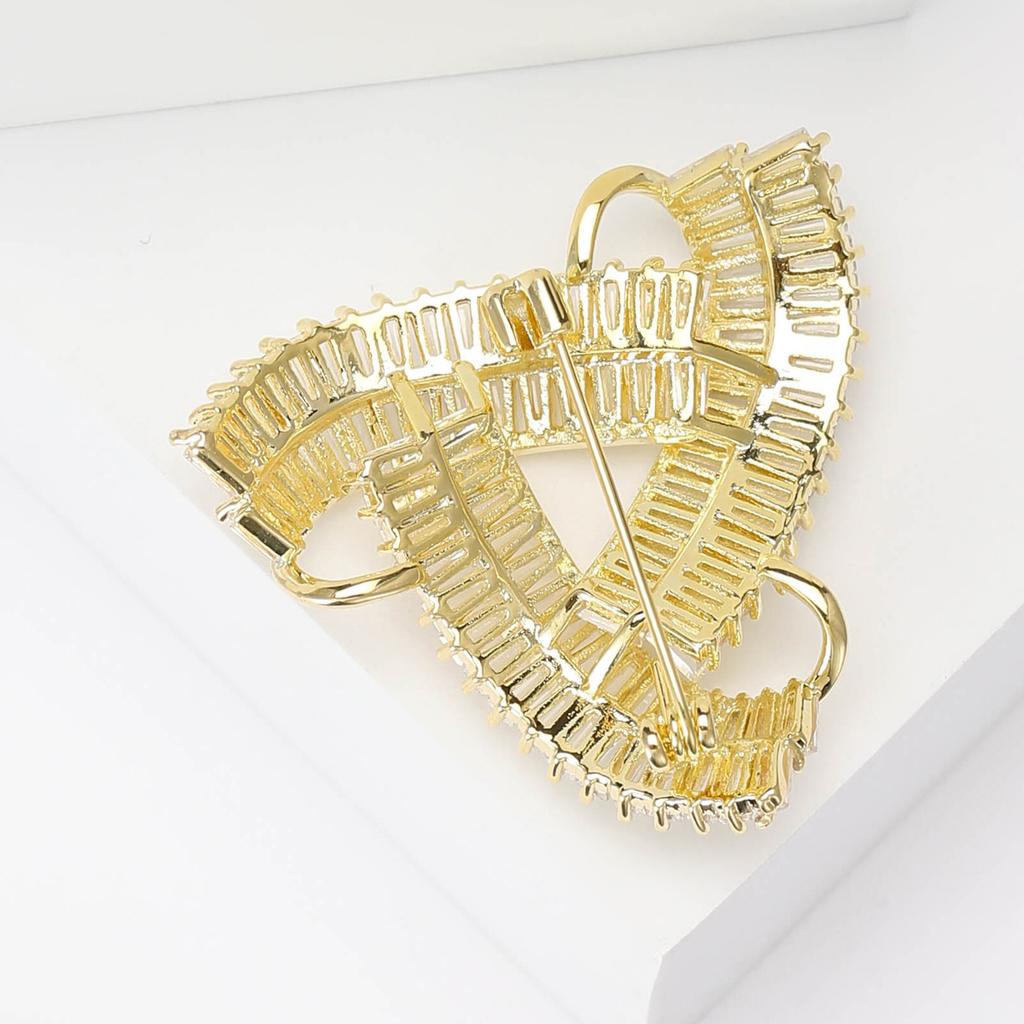 Korean Copper Zircon Ring Triangle Brooch Luxury High-End Women'S Clothing Accessories Brooch Geometric Pin