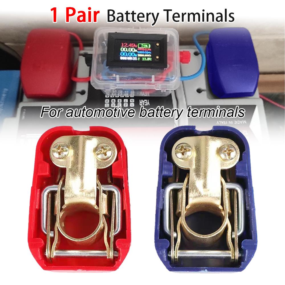 1 Pair + - Electrode Blue Red Quick Release Lift Off Connector Clamps Car Battery Terminals for Car Caravan Car-styling