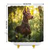 Alert Doberman Shower Curtain Muscular Dog Glossy Fur Sunlit Nature Polyester with 12 Hooks Machine Washable Bathroom Decor