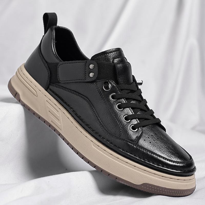 Tooling board shoes men's shoes 2024 autumn and winter new fashion casual leather surface low-top British retro leather shoes
