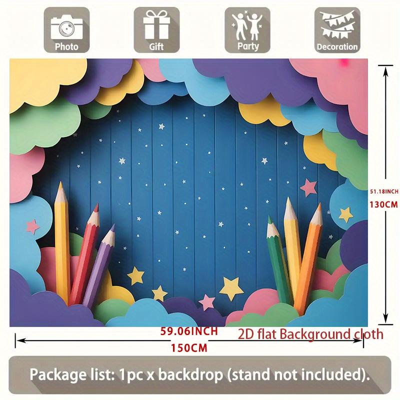 2D Flat Design, 1 Piece, with a Starry Background and Colored Pencil Decoration, for Home Decoration and Room Decoration.