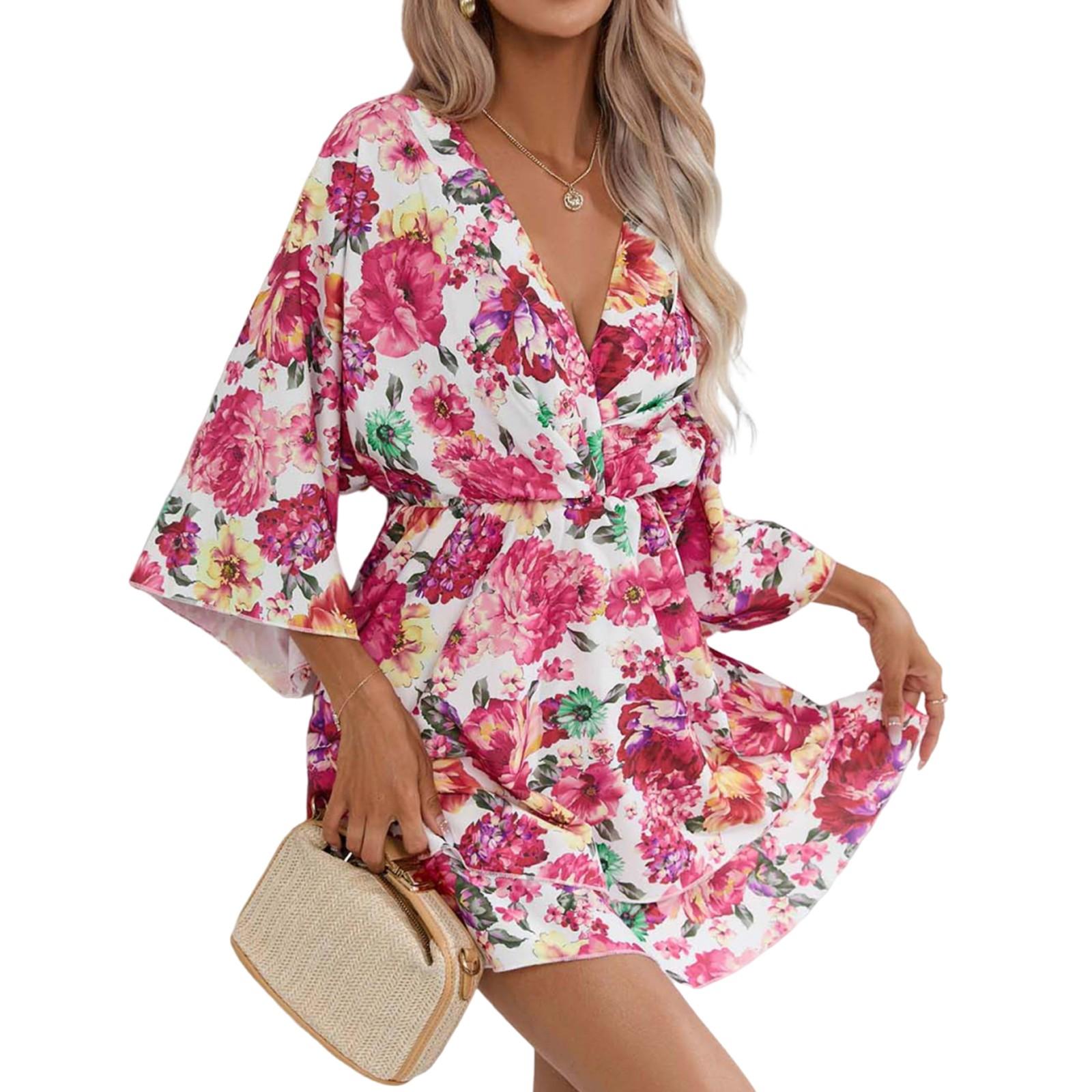 

Women s Dresses Casual Printed Seven Sleeve Dresses L рожевий