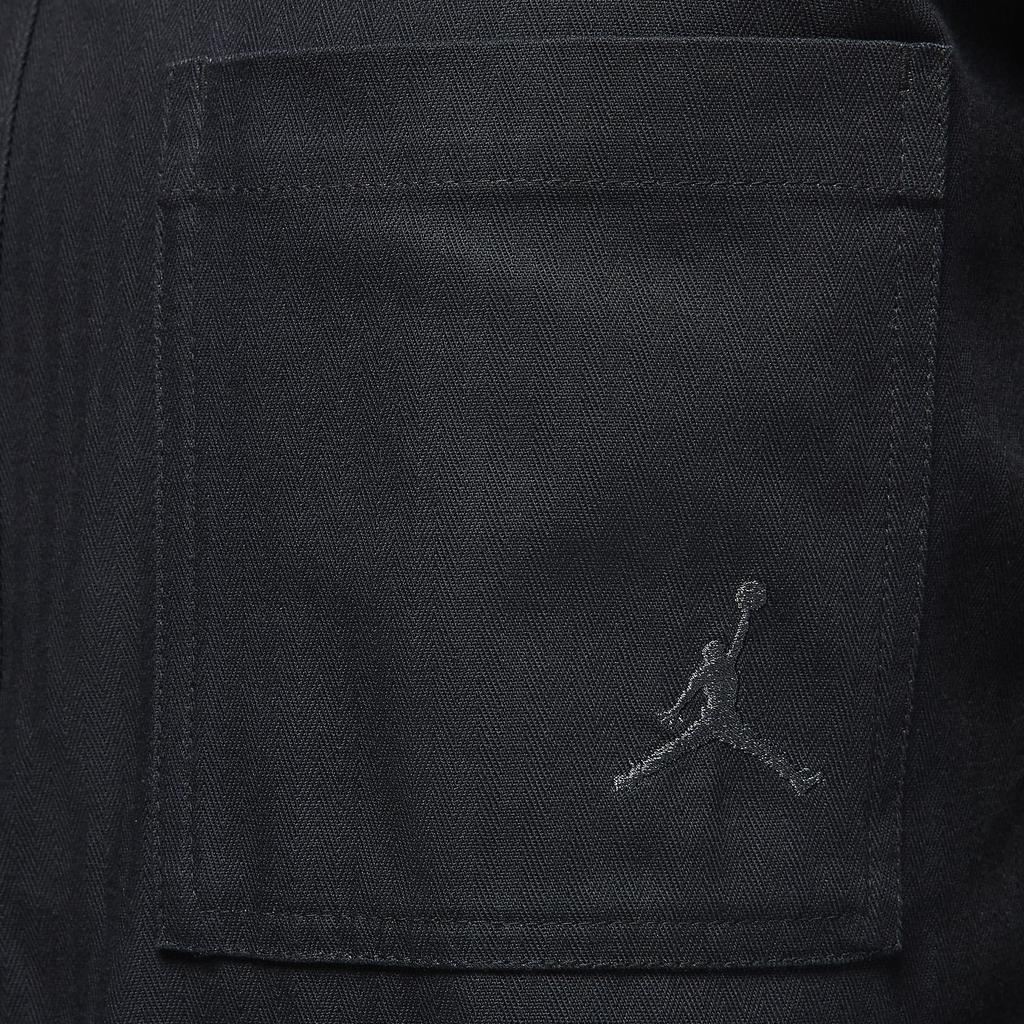 Jordan Essentials FW24 Button-Down Logo Comfortable Solid Fashionable Versatile Long Sleeve Shirt Men shirts Black FV7446-010