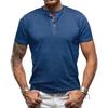 T-shirt da uomo in cotone con collo Henry, design ad alta elasticità, vestibilità slim, magliette tinta unita, top da uomo, T-shirt a maniche corte per uomo
