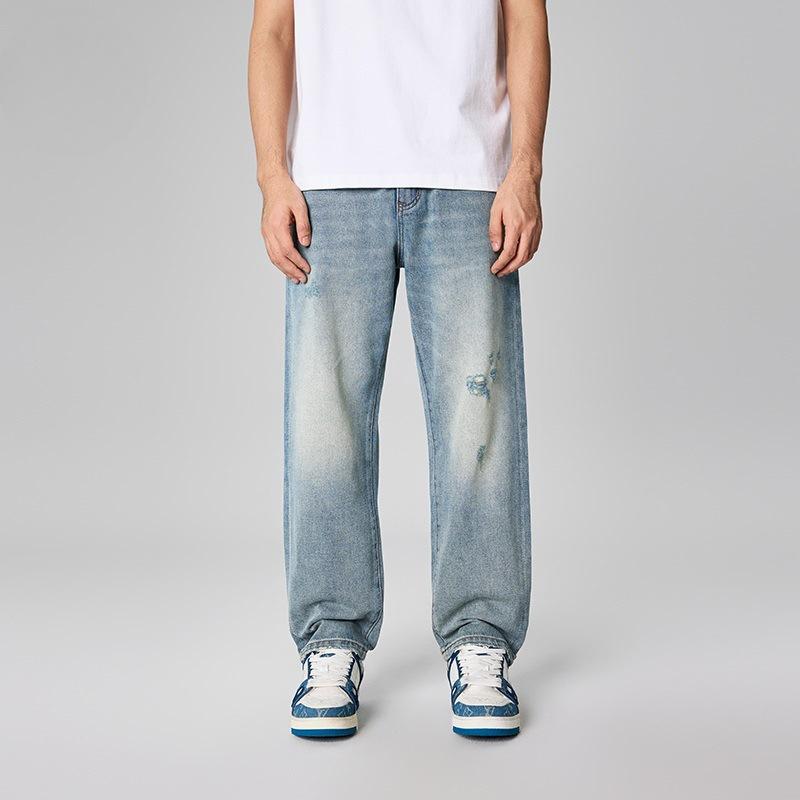 

Новые весенне-летние джинсы Классические джинсы прямого кроя без микро-конуса с контрастной отделкой 40 синий