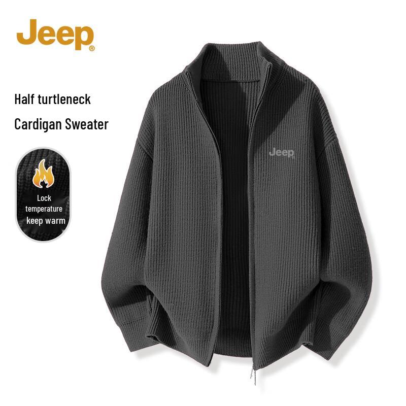 

JEEP Men s Heavyweight Stand-Collar Warm Knit Cardigan M
