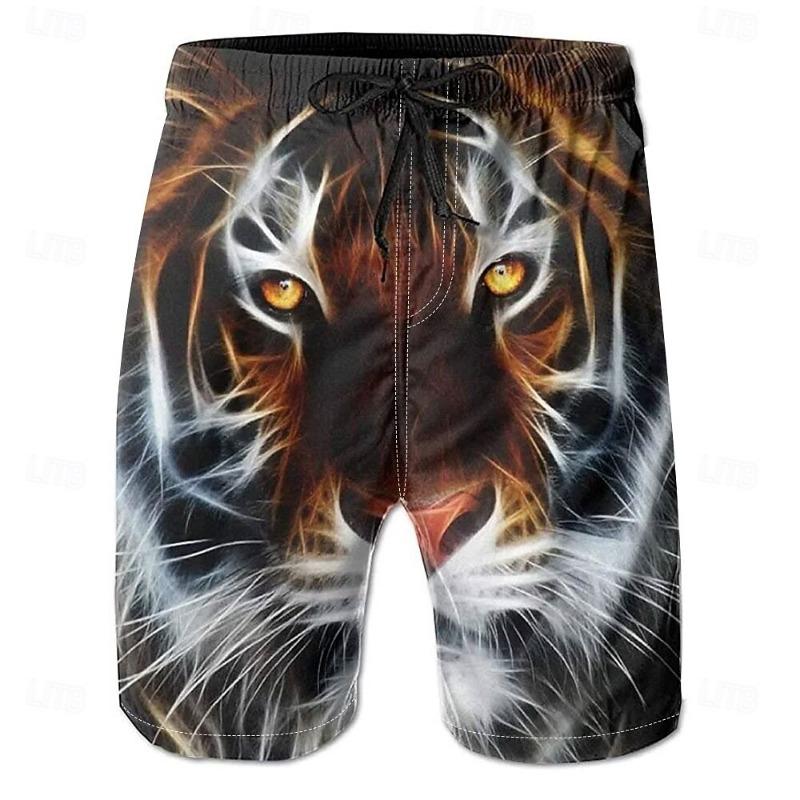 Men's Animal Tiger Swim Trunks Swim Shorts Board Shorts Mid Waist Streetwear