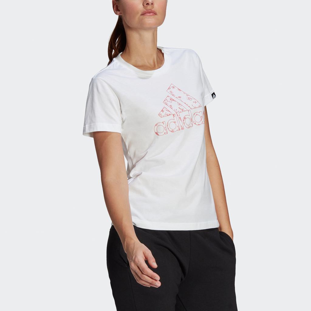 adidas Floral Logo Graphic Tee Women Tops White GL1031