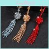 Knotted Necklace Faux Crystal Beaded Long Tassel Shiny All Match Good Gloss Women Long