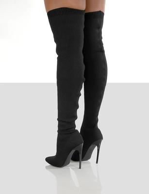 Fashion 2025 Ladies Socks Over The Knee Women Boots Stretch Fabrics High Heel Slip On Shoes Pointed Toe Woman Long Boots Size 36-43